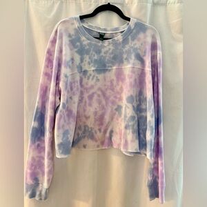 wild fable Lavender and Light Blue Tie-Dye Long Sleeve Thermal Top